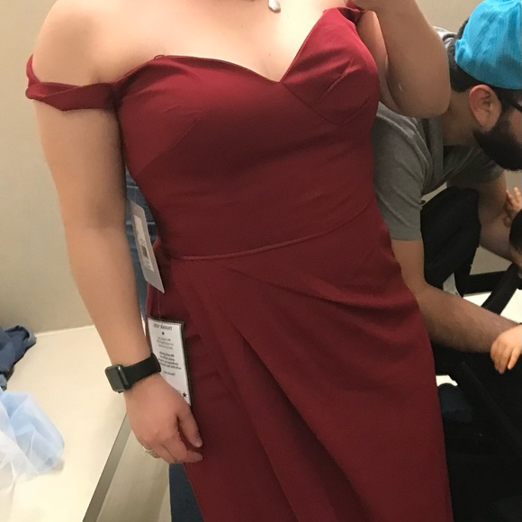 Women’s JS Collections Red Off The Shoulder Long Dress Prom Graduation Wedding - Picture 13 of 15